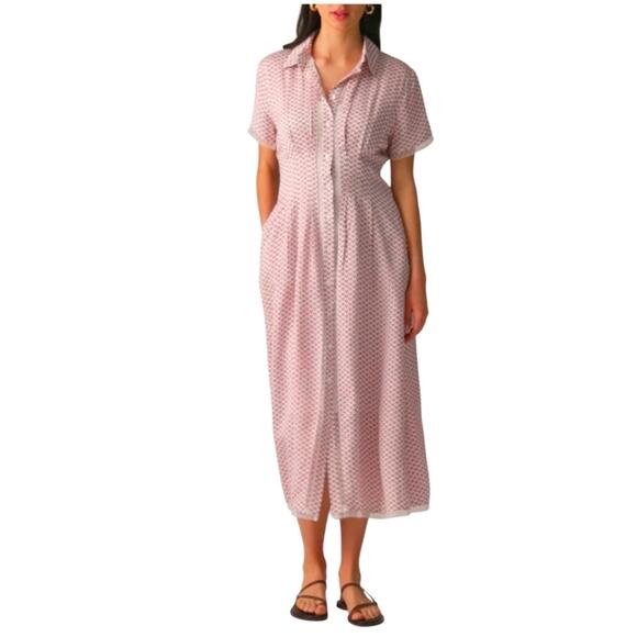 J. Crew Wren lace-trim shirtdress in glossy twill Floral Size 2 NWT - Picture 3 of 13